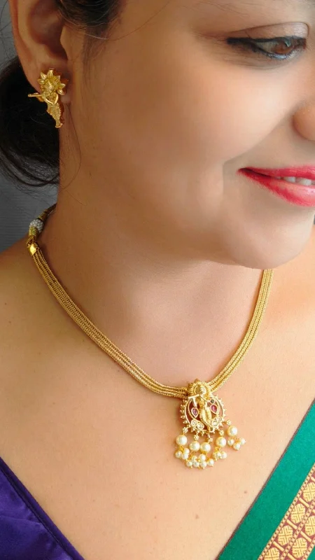 Luxury Meets Affordability – Jewelry Sale Live Now Premium Gold finish Krishna short necklace set /pendant set