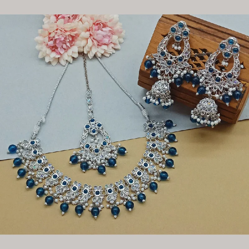 Fashion-Forward Geometric Jewelry For Contemporary Style Sai Fashion  Silver Plated  Crystal Stone And Beads Necklace Set