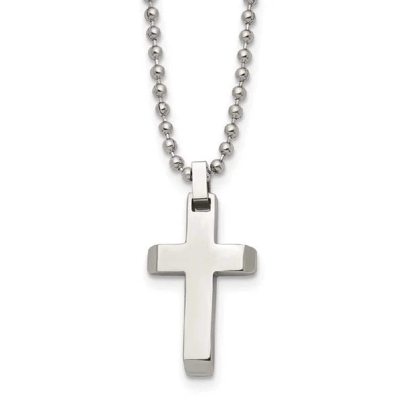 Flash Sale On Stunning Jewelry – Limited Stock Available Stainless Steel Small Beveled Cross Necklace, 20 Inch