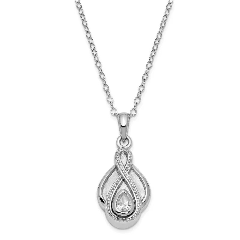 Breathtaking Jewelry At Limited-Time Savings Sterling Silver & CZ Tear of Strength Ash Holder Necklace, 18 Inch