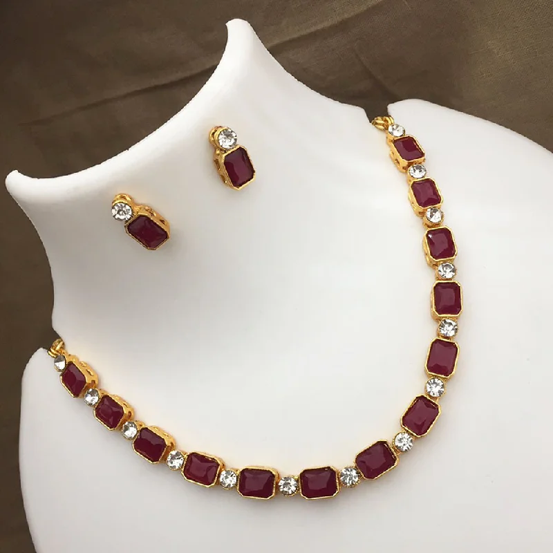 Once-A-Year Jewelry Sale – Grab Your Favorites Now Trilok Jewel Gold Plated Austrian Stone And Crystal Stone Necklace Set (Assorted Color)