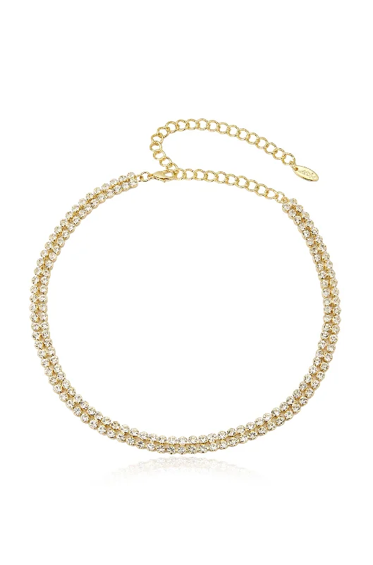 Versatile Layering Jewelry For Effortless Chic Two Rows of Crystal Sparkle Choker