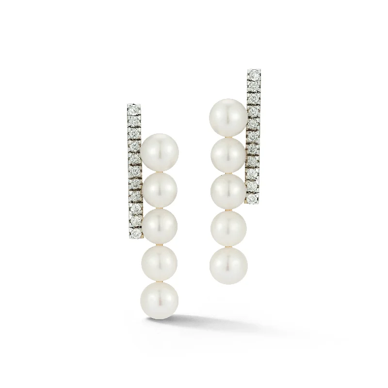 Your Dream Jewelry At Dream Prices 14kt Gold Diamond and Pearl Bypass Earring