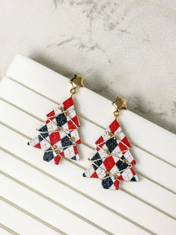 Celebrate Every Occasion With Sparkling Savings Argyle Printed Tree Dangle Earrings