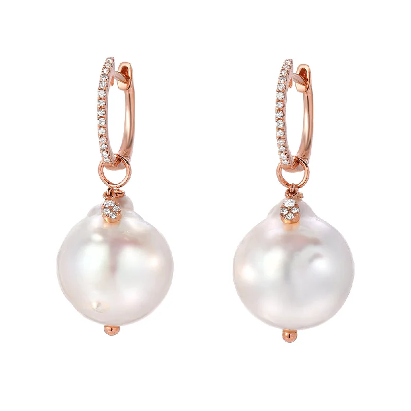 Timeless Jewelry Styles At Wallet-Friendly Prices Baroque Pearl & Diamond Charm Drop Huggie Hoop Earrings