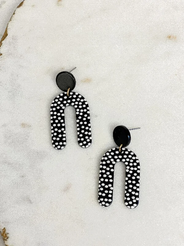 Luxury Meets Affordability – Jewelry Sale Live Now Black & White Dotted Arch Dangles