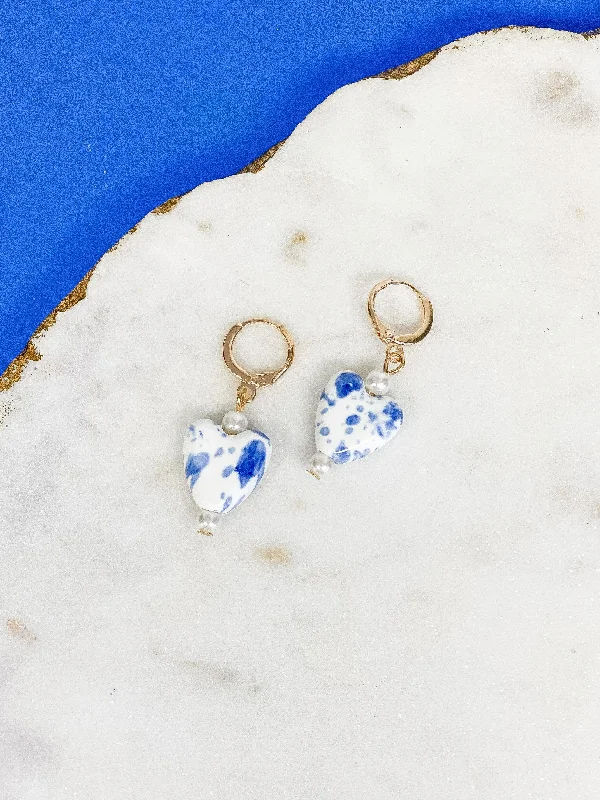 Accessorize For Less – Luxury Jewelry At Affordable Prices Blue & White Ceramic Pearl Drop Earrings