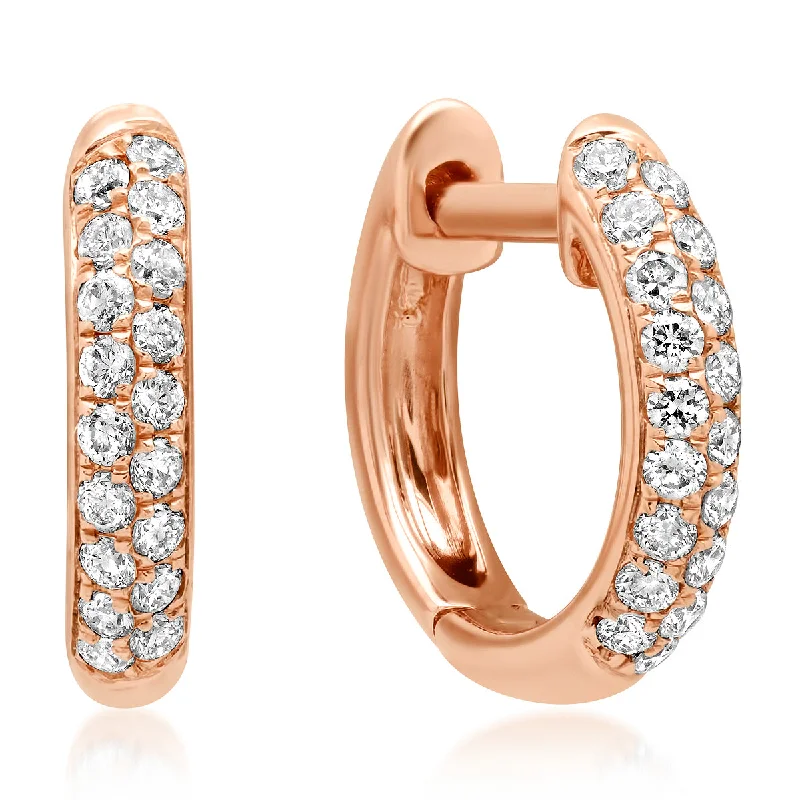 Exclusive Gemstone Jewelry At Special Prices Chubby Double Row Diamond Huggie Hoop Earrings