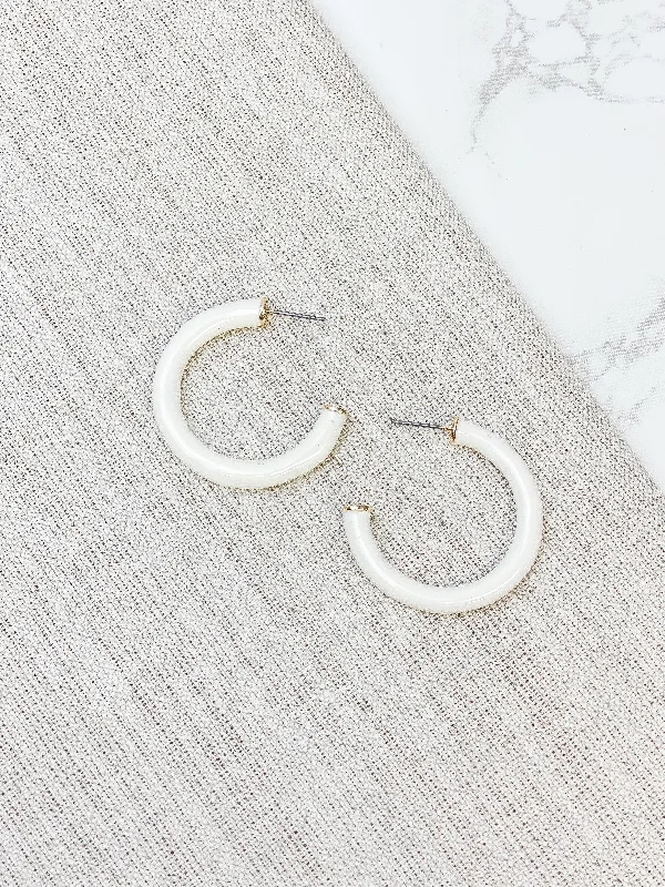 Timeless Elegance Now At Special Discounts Color Pop Enamel Hoop Earrings - Ivory