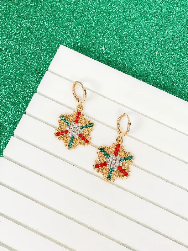 Luxury Jewelry At Budget-Friendly Prices – Grab Yours Now Colorful Studded Snowflake Huggie Dangles