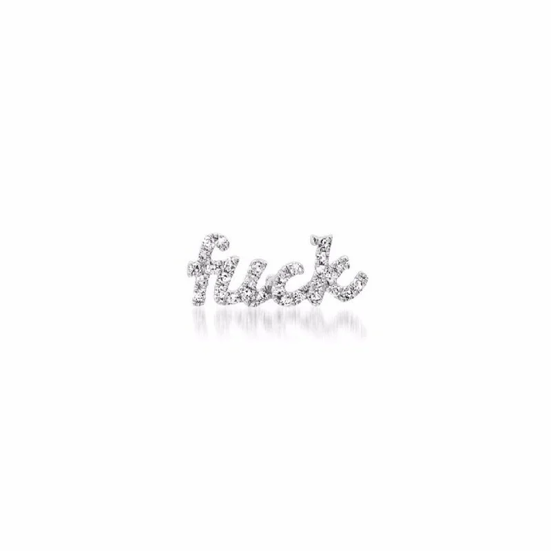 Fashion-Forward Geometric Jewelry For Contemporary Style Cursive Diamond Fuck Single Stud Earring