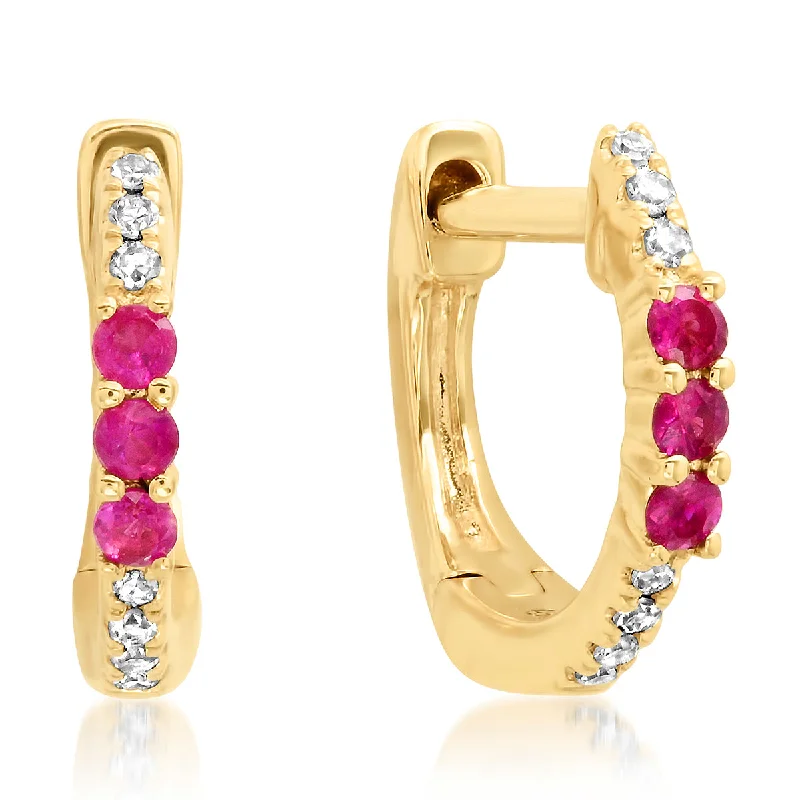 Exclusive Jewelry Sale Event – Shop Now Delicate Diamond & Ruby Huggie Hoop Earrings