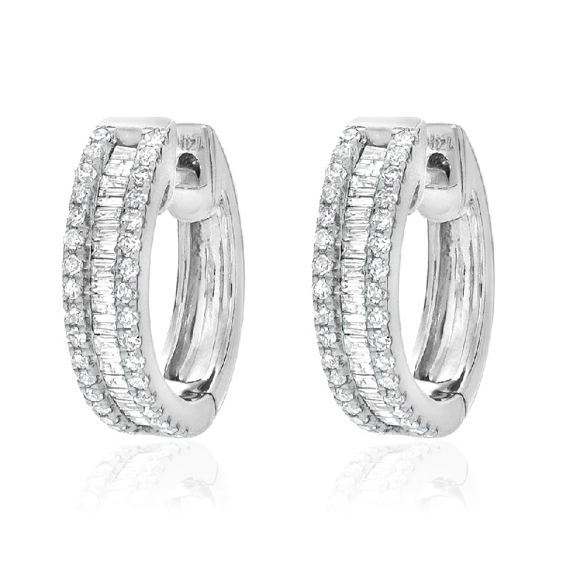 Elevate Your Outfit With Discounted Statement Jewelry Diamond Baguette Huggie Hoop Earrings