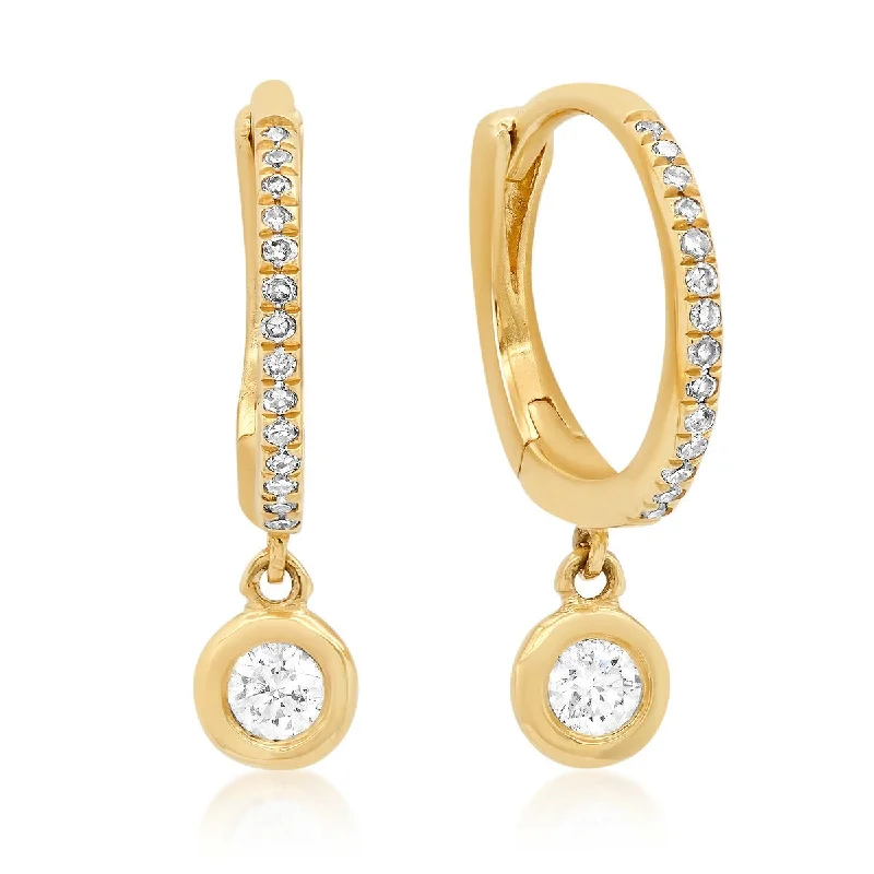 High-End Jewelry, Now More Affordable Than Ever Diamond Huggie Earrings with Bezel Diamond Drop