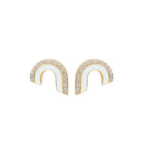 Luxury Jewelry At Unbeatable Discounts Dias Pave Diamond & Enamel Arc Earrings