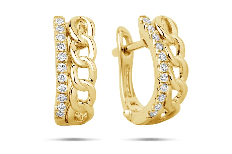 Trending Jewelry Styles Now At Limited-Time Discounts Double Curb Link & Diamond Bar Huggie Earrings