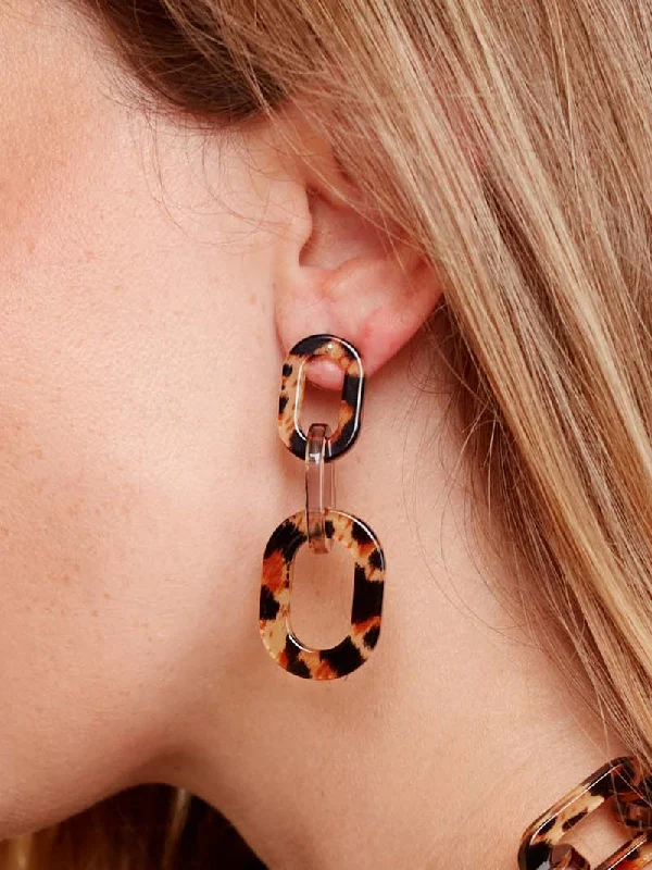 Luxury Jewelry Sale – Sparkle For Less Echo Links Drop Earring - Leopard