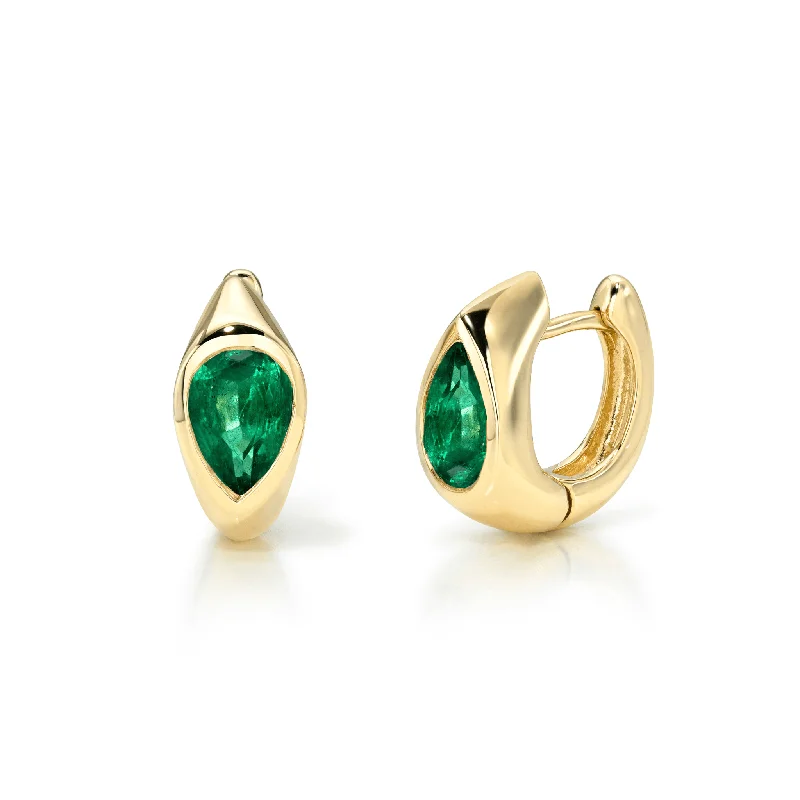 High-Quality Jewelry At A Fraction Of The Cost Emerald Reverse Pear Hoops