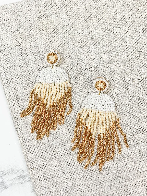 Seasonal Jewelry Clearance – Best Styles At The Lowest Prices Geo Seed Bead Fringe Dangle Earrings - Ivory