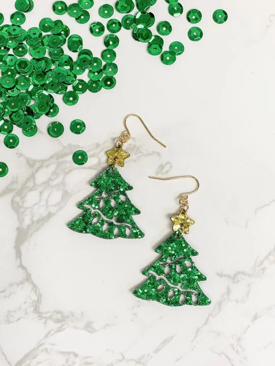 Limited-Time Jewelry Discounts – Shine Without The Splurge Glitter Christmas Tree Dangle Earrings