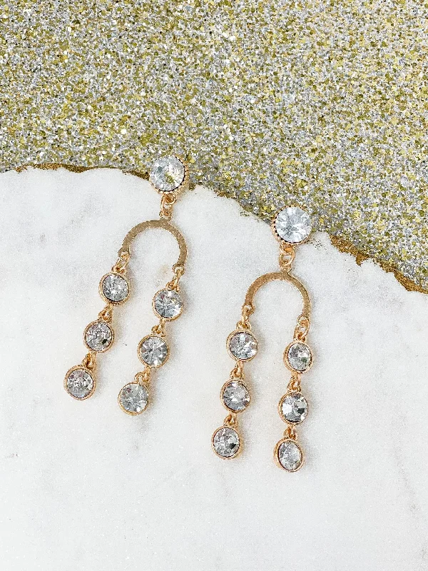 Jewelry Clearance Event – Stock Up Before It's Over Gold & Glass Bead Arch Dangle Earrings - Clear