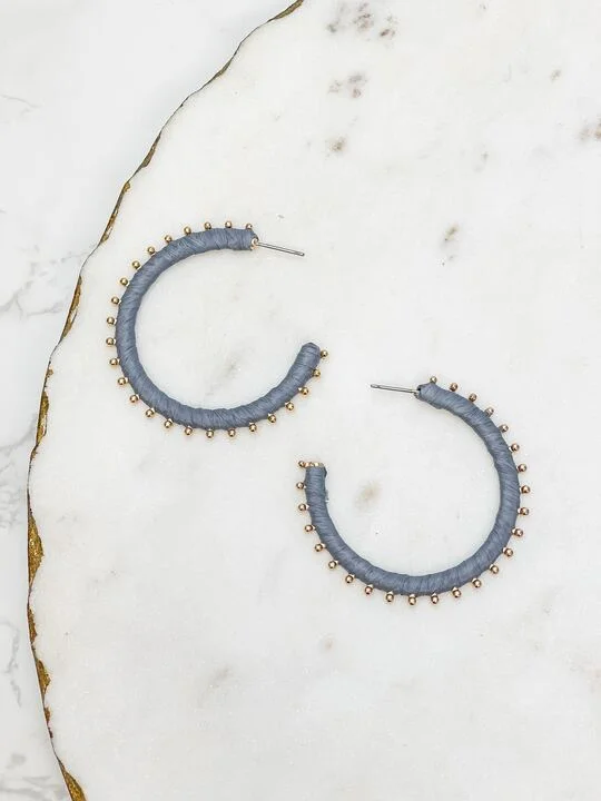 Limited-Stock Jewelry Sale – Once It's Gone, It's Gone Gold Studded Hoop Earrings - Gray