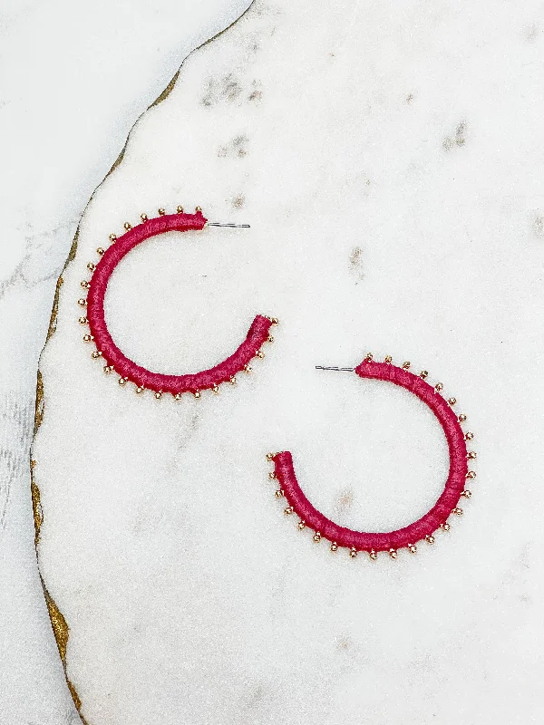 Jewelry Clearance Sale – Final Reductions Gold Studded Hoop Earrings - Maroon