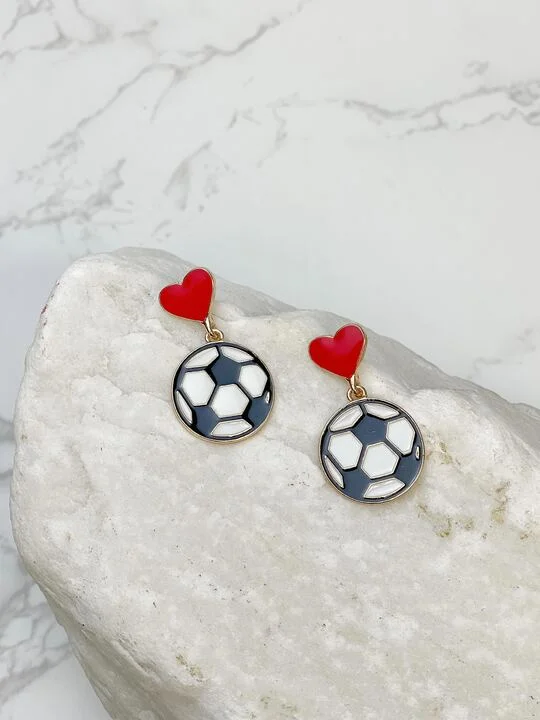 Elegant Necklaces And Bracelets At Limited-Time Offers Heart Post Soccer Dangle Earrings