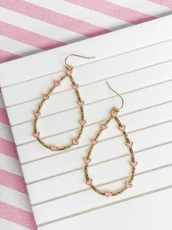 Sparkle For Less – Shop Our Limited-Time Jewelry Deals Heart-Studded Teardrop Dangle Earrings - Pink