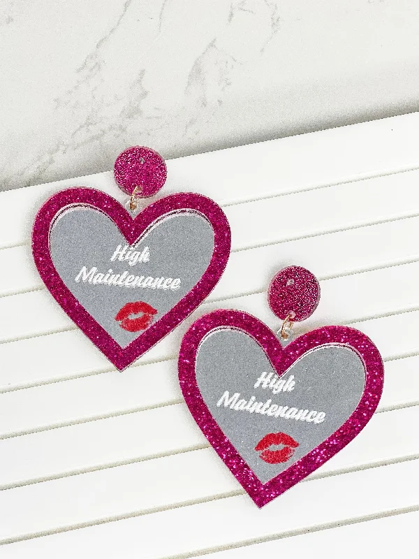 Clearance Sale On High-End Jewelry Collections 'High Maintenance' Heart Mirrored Statement Earrings