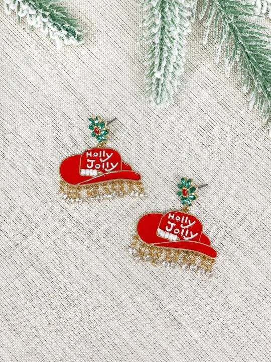 Elegant Necklaces And Bracelets At Limited-Time Offers 'Holly Jolly' Cowgirl Hat Enamel Dangle Earrings