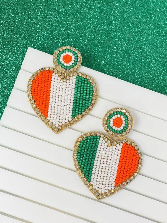 Personalized Jewelry Sale – Unique Pieces At Great Prices Irish Flag Heart Beaded Dangle Earrings