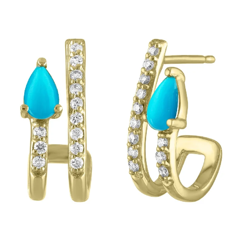 Limited-Time Offer On Premium Jewelry Collections Janet Diamond & Semi Precious Pear Shaped Illusion Double Pierce Stud