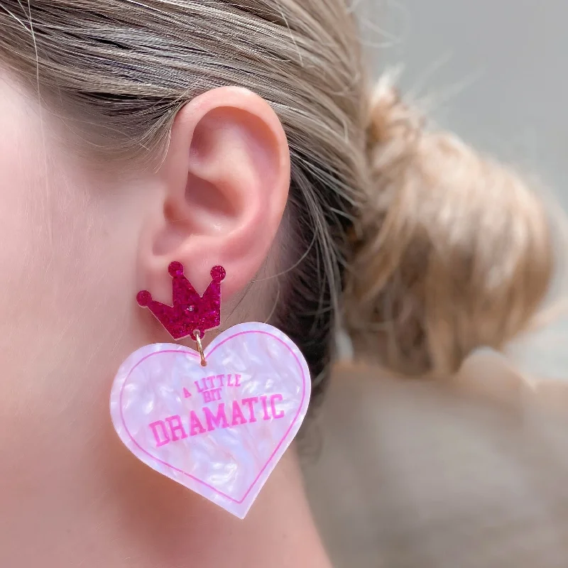 Luxury Jewelry Now At Special Promotional Rates 'Little Bit Dramatic' Glitter Heart Statement Earrings