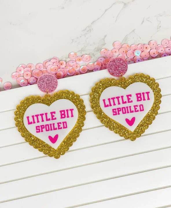 Get The Best Deals On Timeless Jewelry Pieces 'Little Bit Spoiled' Glitter Heart Statement Earrings