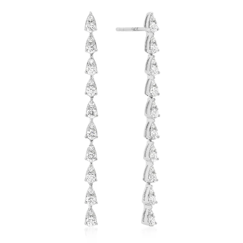 Get Ready To Sparkle – Special Jewelry Discounts Long Diamond Cascade Teardrop Earrings