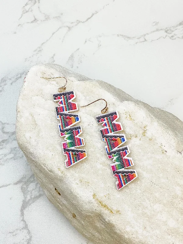 Premium Jewelry, Premium Discounts – Act Fast 'MAMA' Serape Printed Dangle Earrings