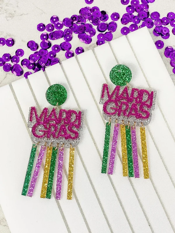 Make Every Moment Shine – Jewelry Discounts Available 'Mardi Gras' Glitter Dangle Earrings