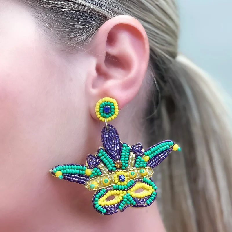 Elegant Jewelry At Unbeatable Offers – Shop Before It's Gone Mardi Gras Mask Beaded Dangle Earrings