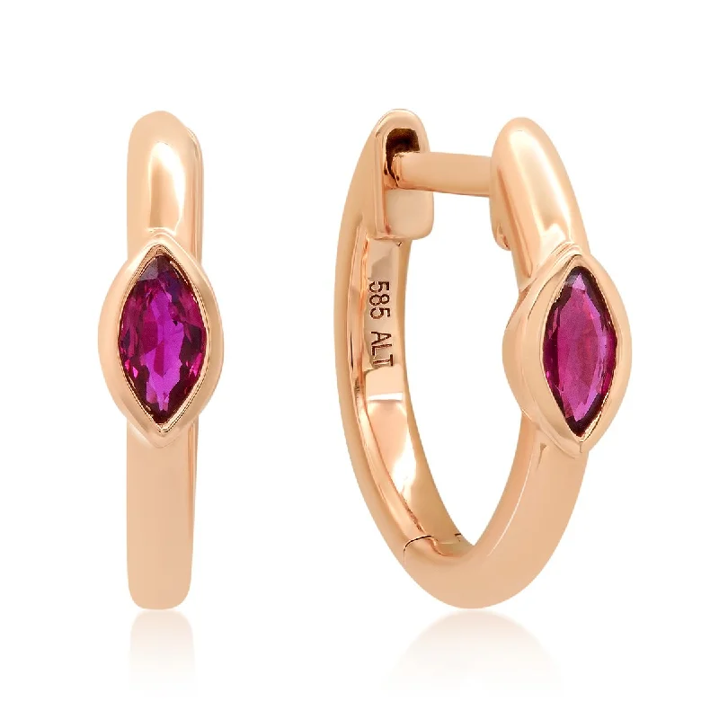 Seasonal Jewelry Clearance – Best Styles At The Lowest Prices Marquis Ruby Huggie Earrings