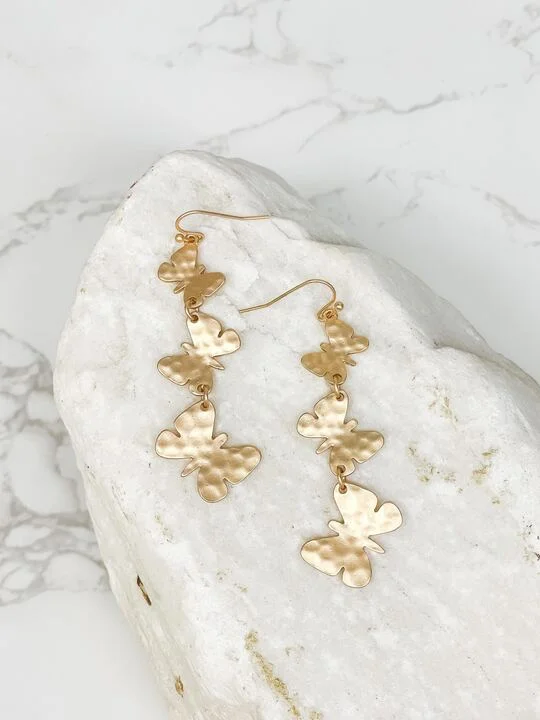 Personalized Jewelry Sale – Unique Gifts At Low Prices Matte Metal Butterfly Dangle Earrings - Gold