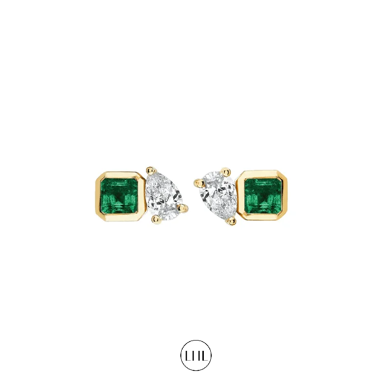 Shop Signature Jewelry Styles At Exclusive Prices Mini Lovers Duet Emerald & Diamond Studs