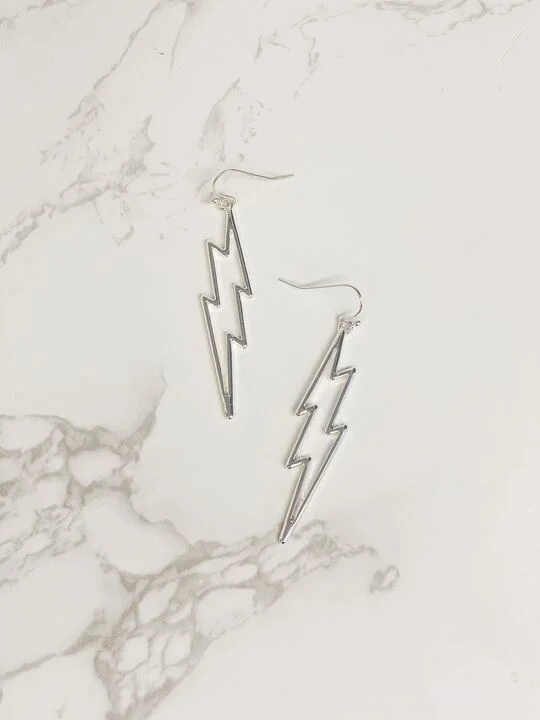 Personalized Jewelry Sale – Meaningful Gifts At Great Prices Open Lightning Bolt Dangle Earrings - Silver