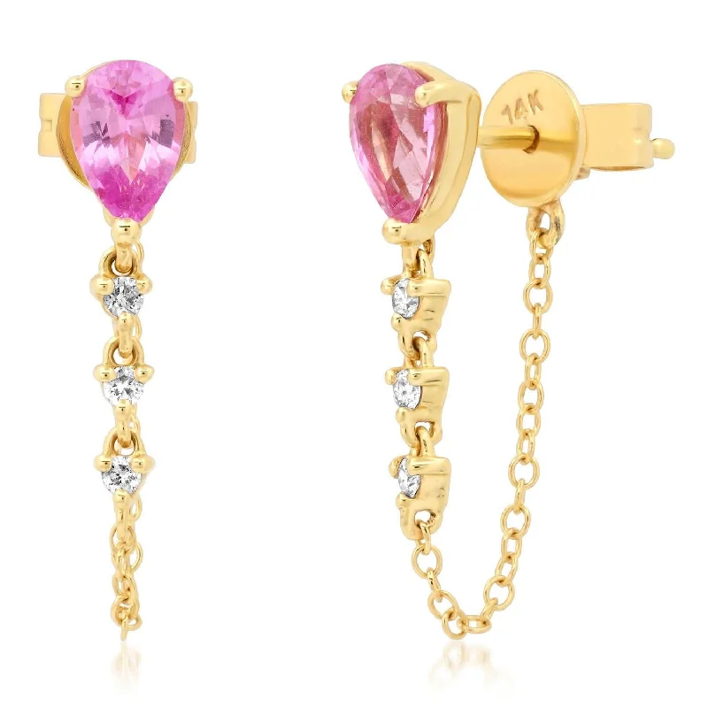 Grab Your Favorite Jewelry At The Lowest Prices Pear Shape Gemstone & Diamond Chain Wrap Earrings