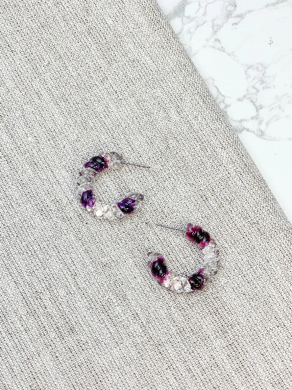 Sparkle For Less – Shop Our Limited-Time Jewelry Deals Petite Dried Flower Hoop Earrings - Purple