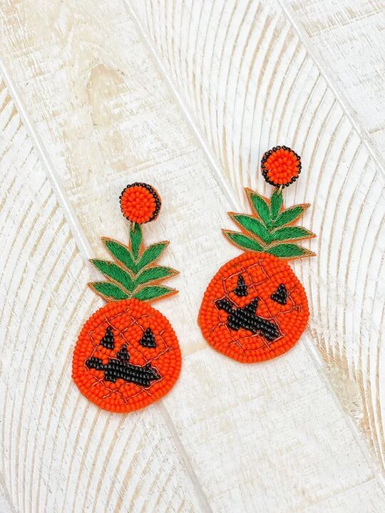 High-End Jewelry, Now More Affordable Than Ever Pineapple Jack-o'-lantern Beaded Dangle Earrings