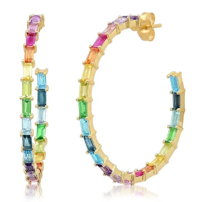 Shop Trending Jewelry With Exclusive Savings Rainbow Baguette Hoop Earrings