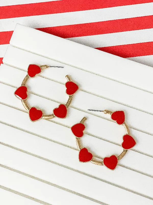 Final Call For Exquisite Jewelry At Reduced Rates Red & Gold Heart Station Hoops