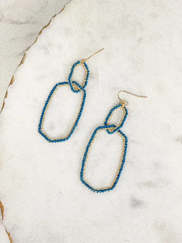 Sparkle More For Less – Jewelry Sale Happening Now Seed Bead Link Dangle Earrings - Teal