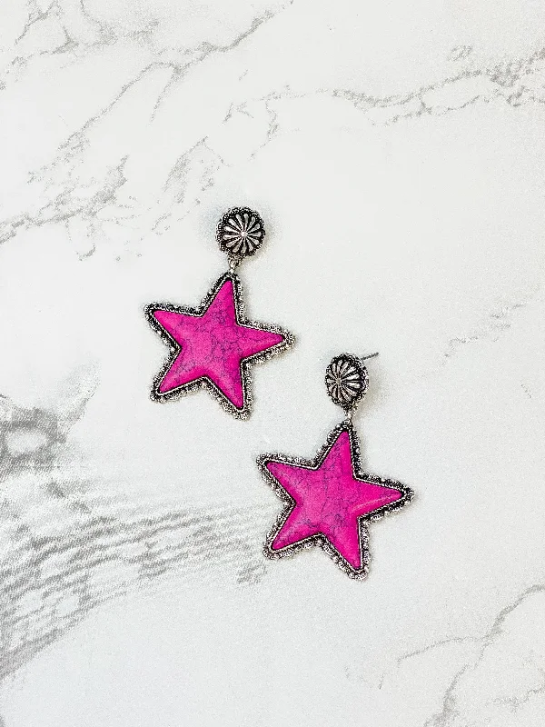 Discover Unique Jewelry With Special Limited-Time Offers Semi Precious Star Statement Earrings - Pink